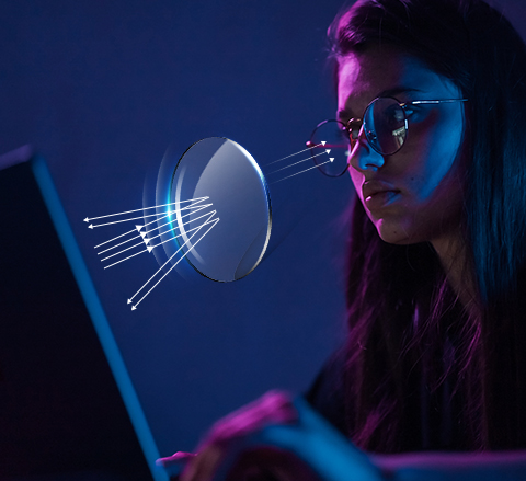 Ống kính khối màu xanh